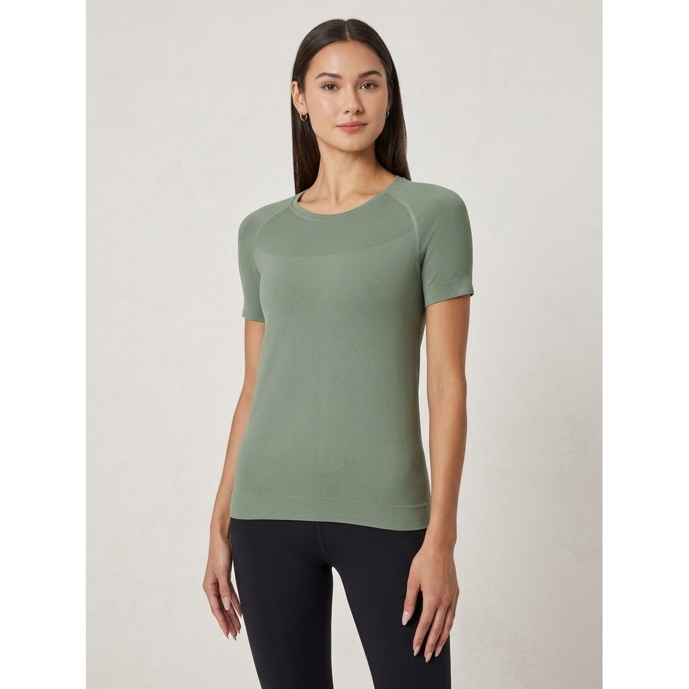 Mondetta Fitted Active Seamless T-Shirt Green Mesh Recycled 1849675 Women's M